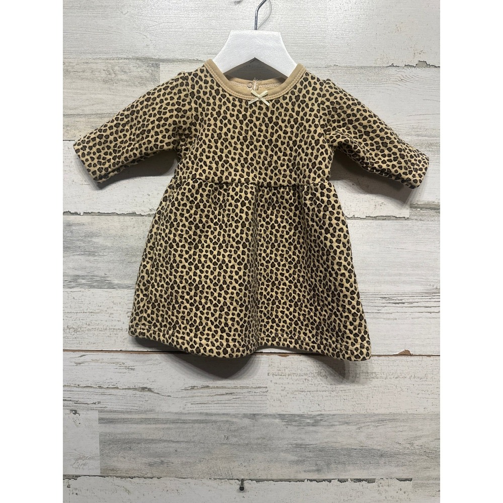 HB Leopard Quilted Dress Girls 3-6M Tan Brown Animal Print EUC